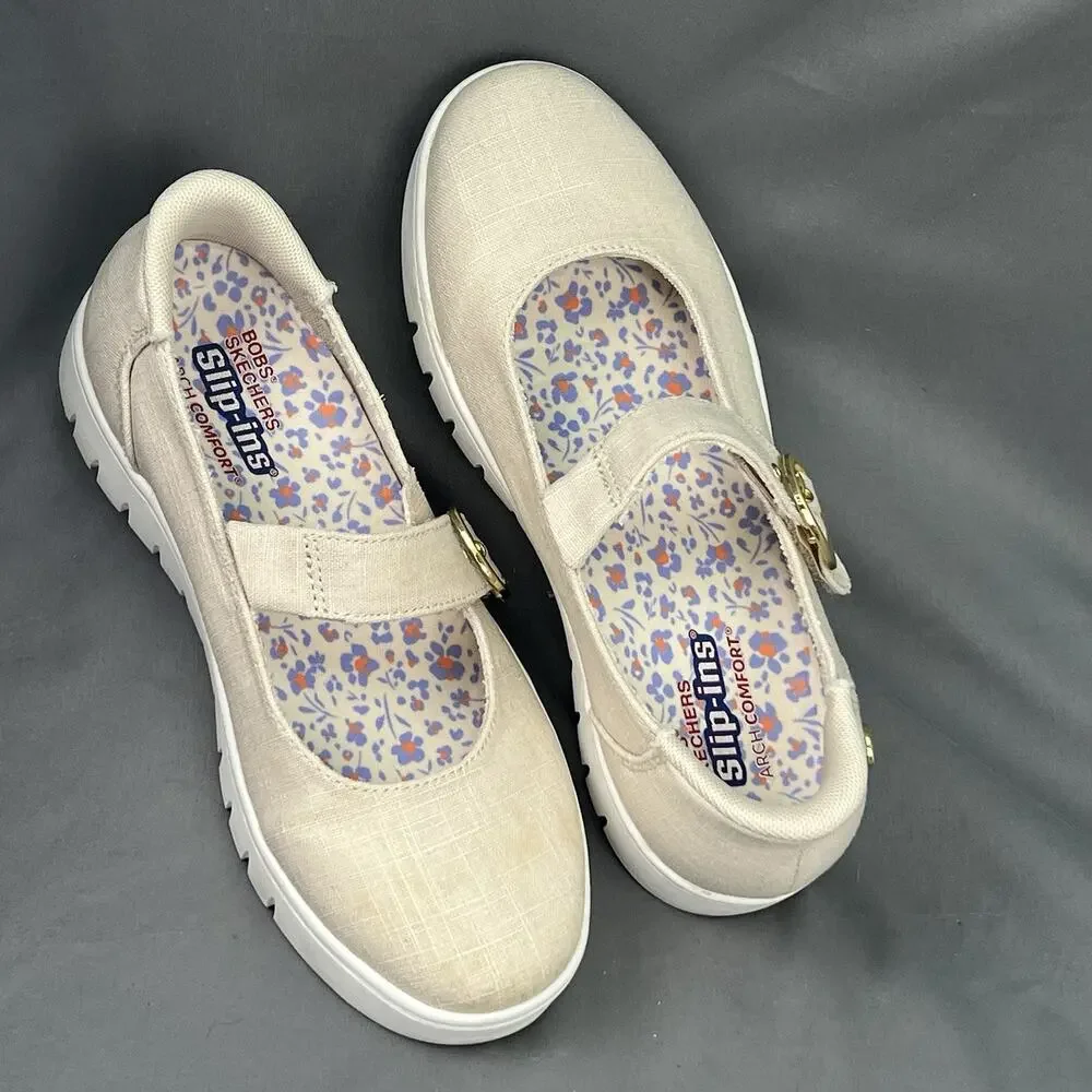 Skechers BOBS Arch Comfort Sunfest Easy Charm Mary Jane Women’s 6 Natural